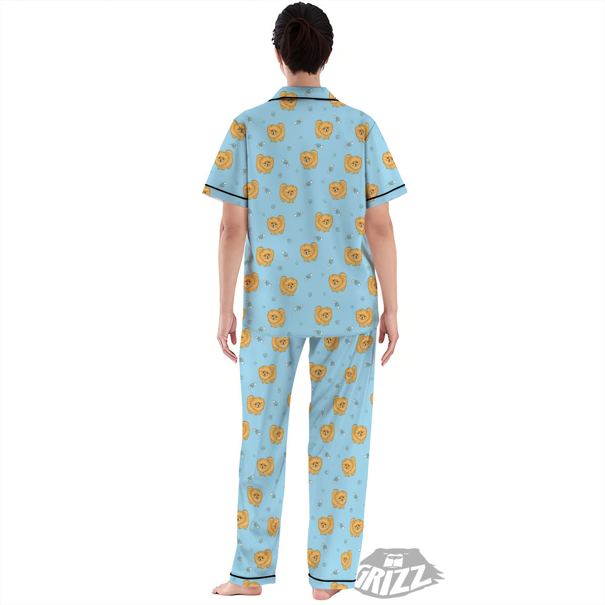 Pomeranian Little Print Pattern Women's Pajamas Set-grizzshop