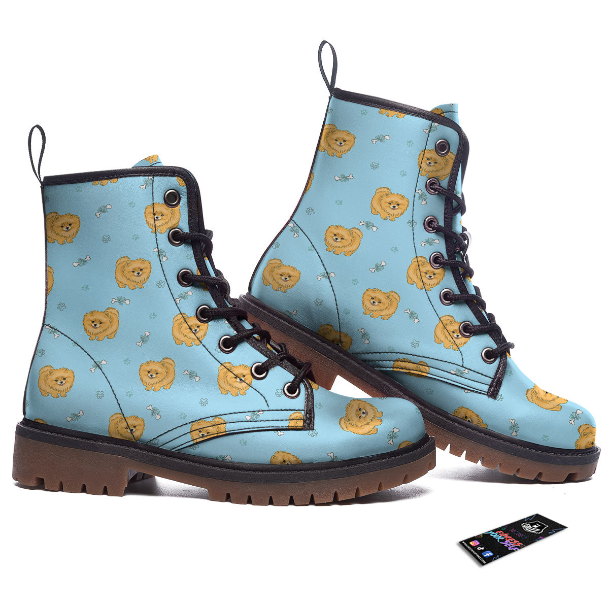 Pomeranian Little Print Pattern Work Boots-grizzshop