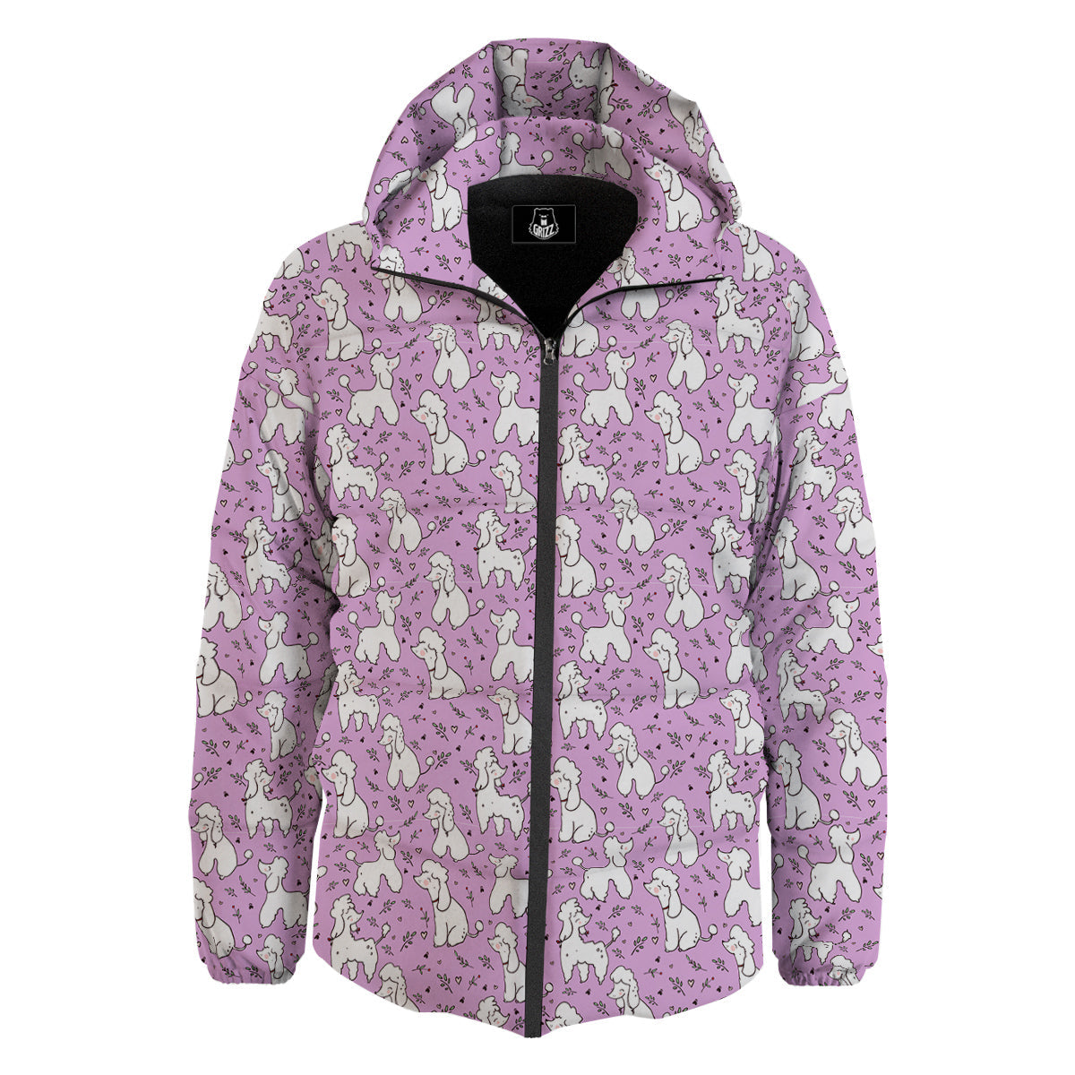 Poodle Cute Print Pattern Down Jacket-grizzshop
