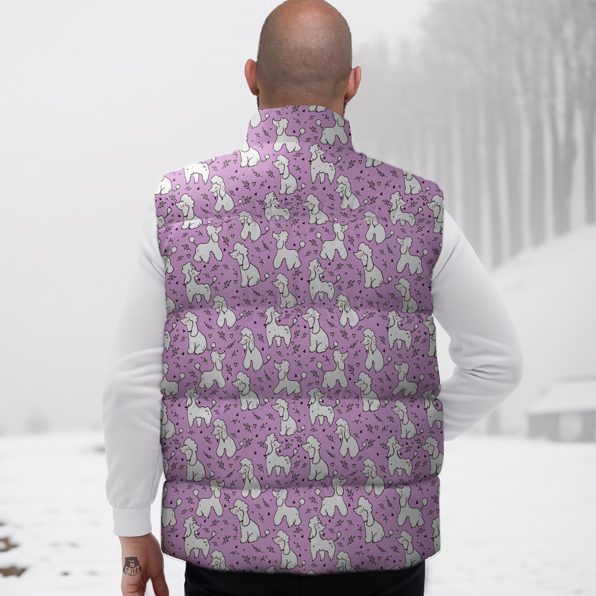 Poodle Cute Print Pattern Down Vest