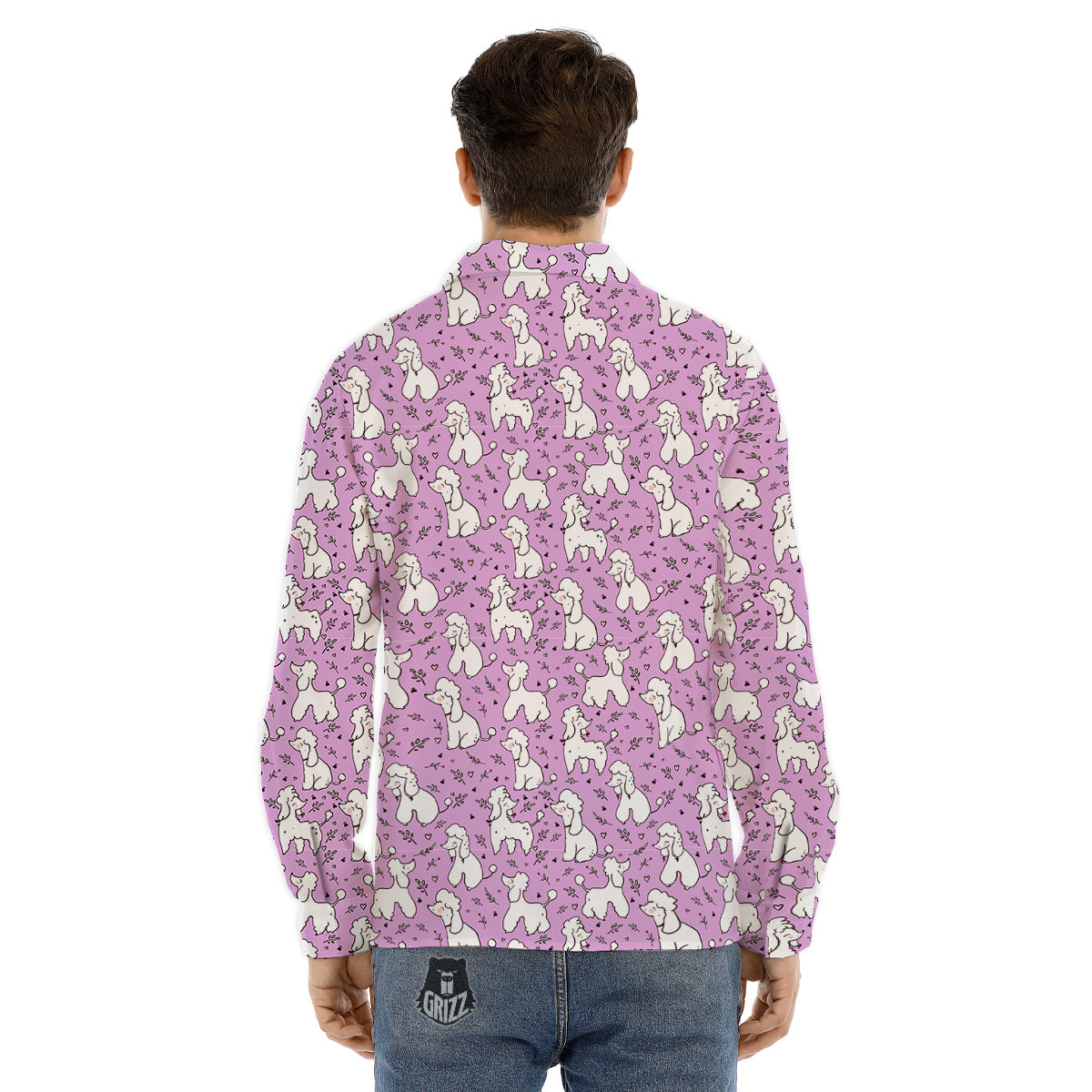 Poodle Cute Print Pattern Men's Dress Shirts-grizzshop