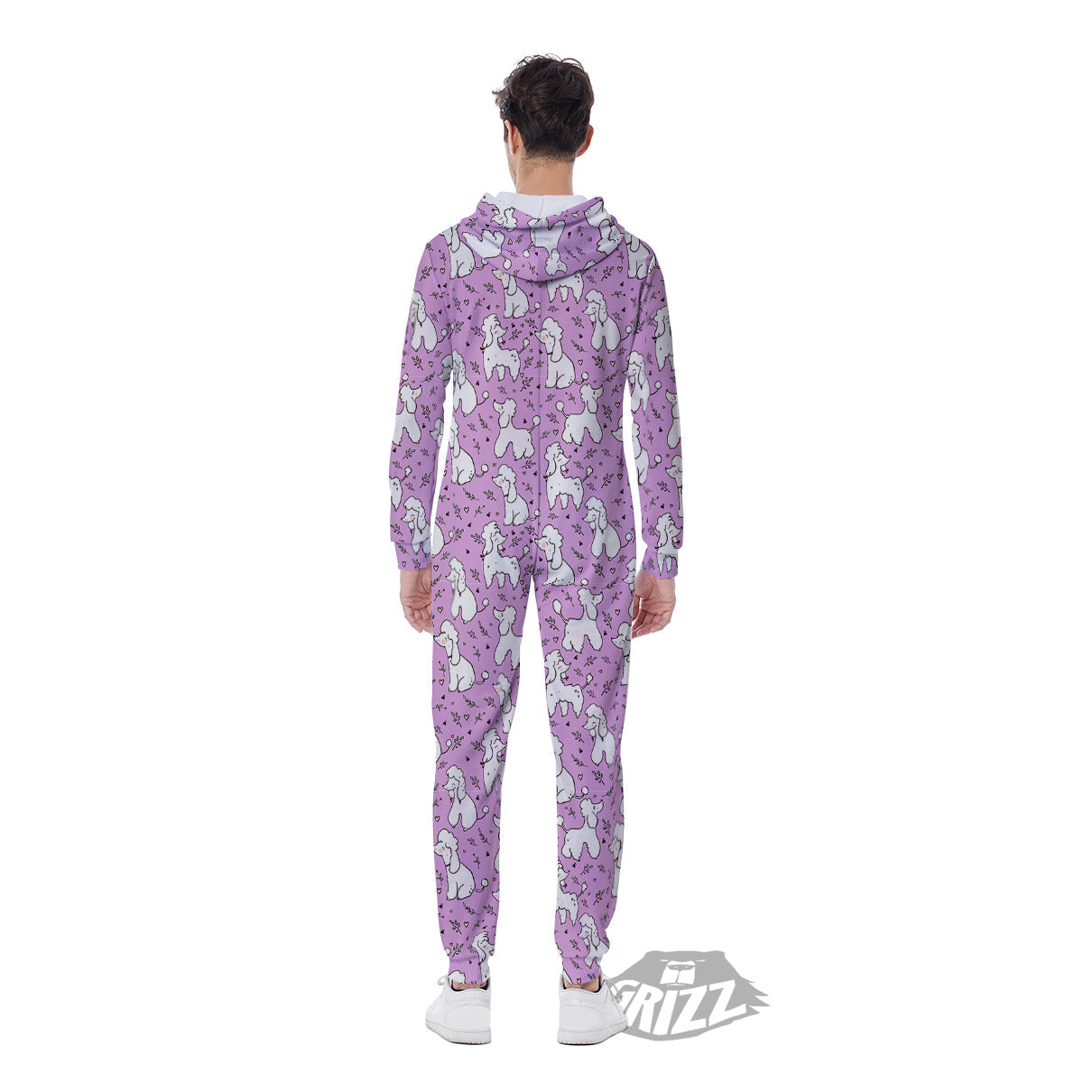 Poodle Cute Print Pattern Men's Jumpsuit-grizzshop