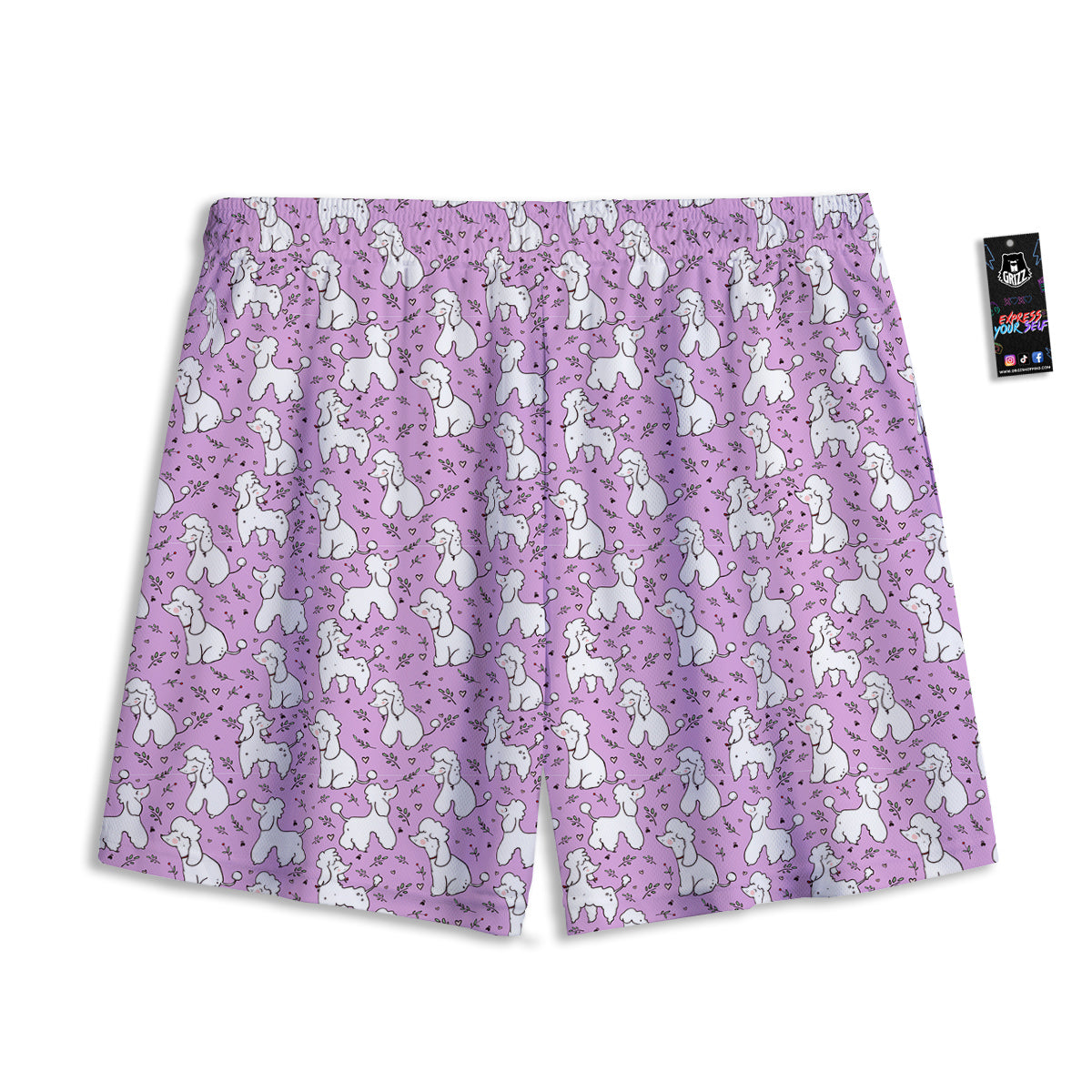 Poodle Cute Print Pattern Mesh Shorts-grizzshop