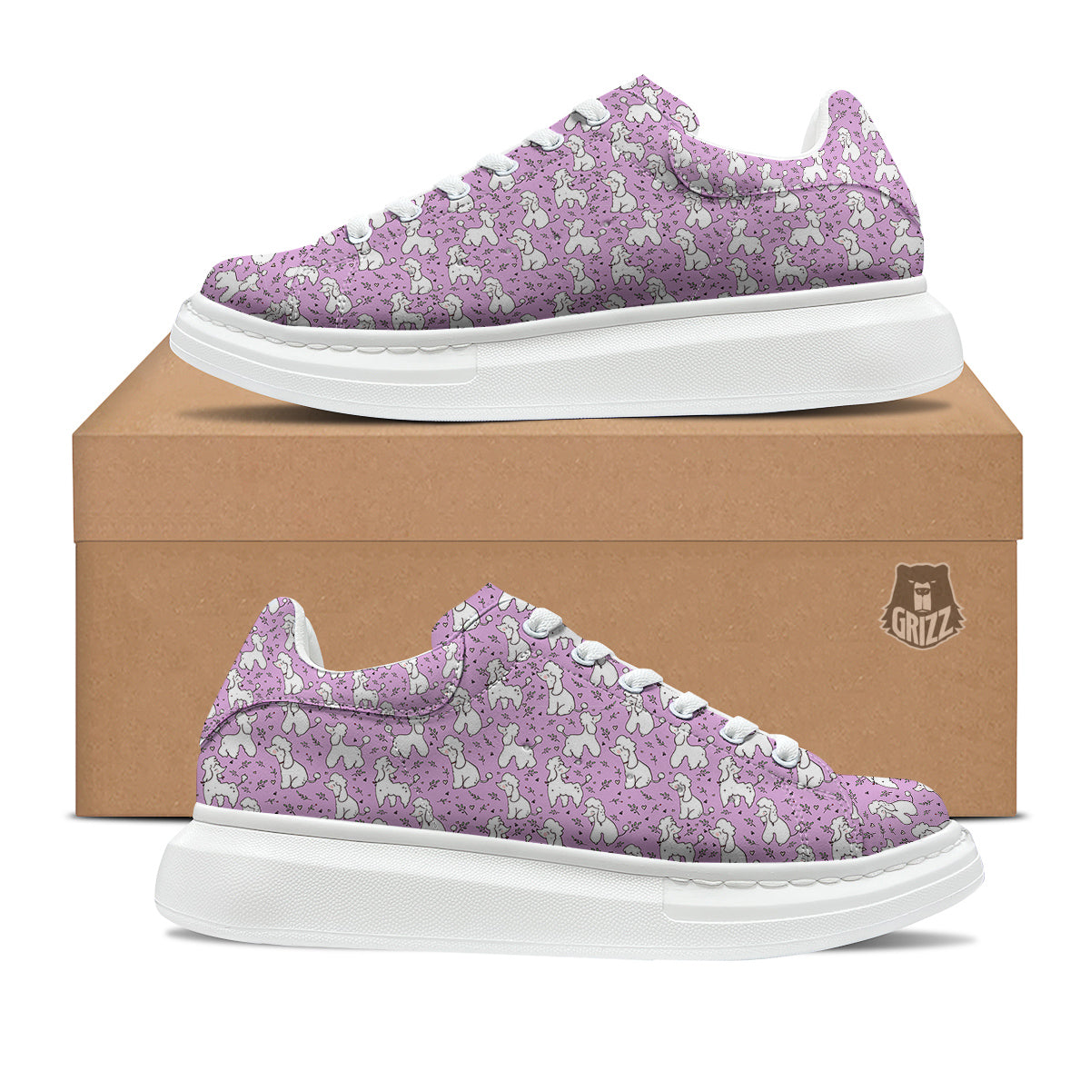 Poodle Cute Print Pattern Platform Shoes-grizzshop