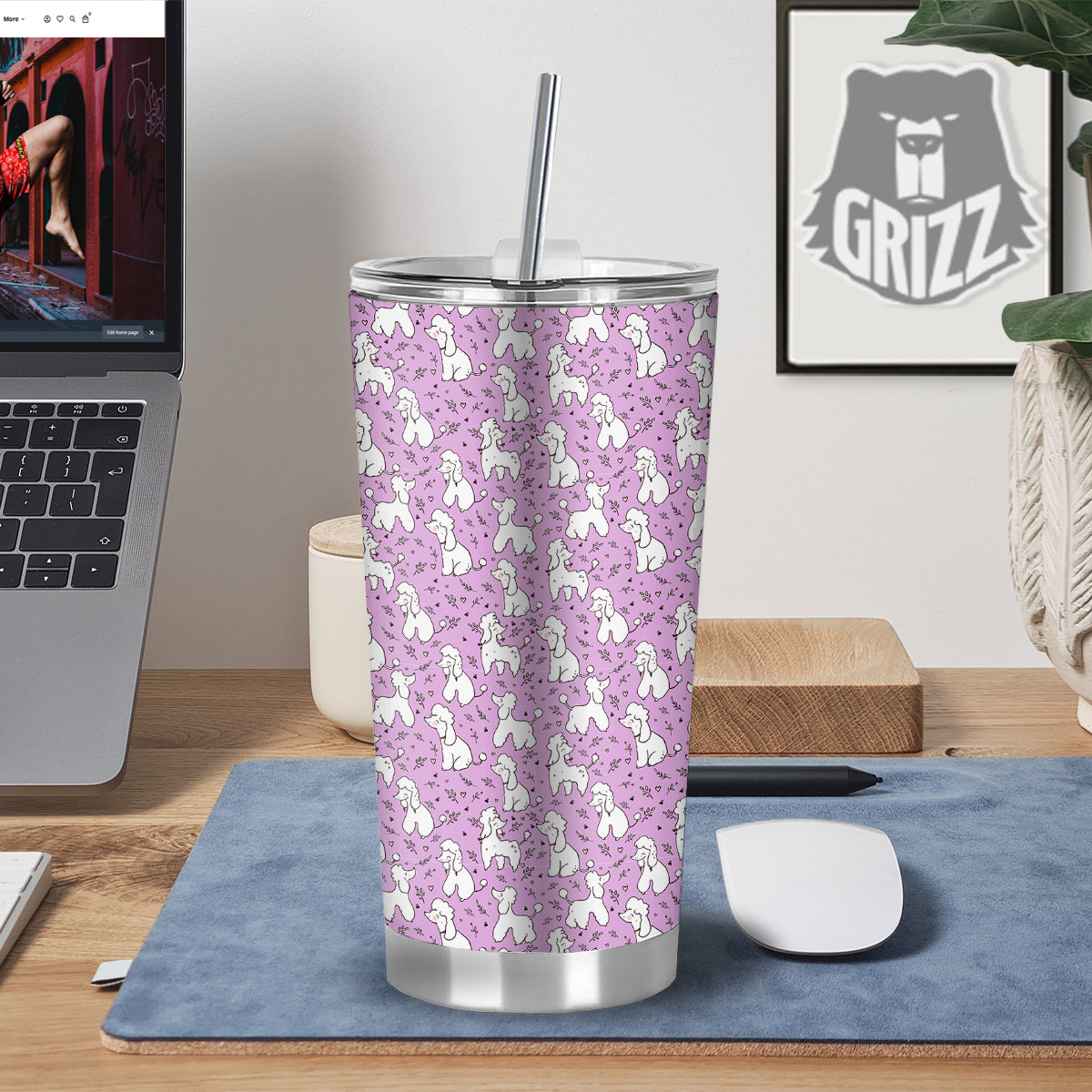 Poodle Cute Print Pattern Tumbler-grizzshop
