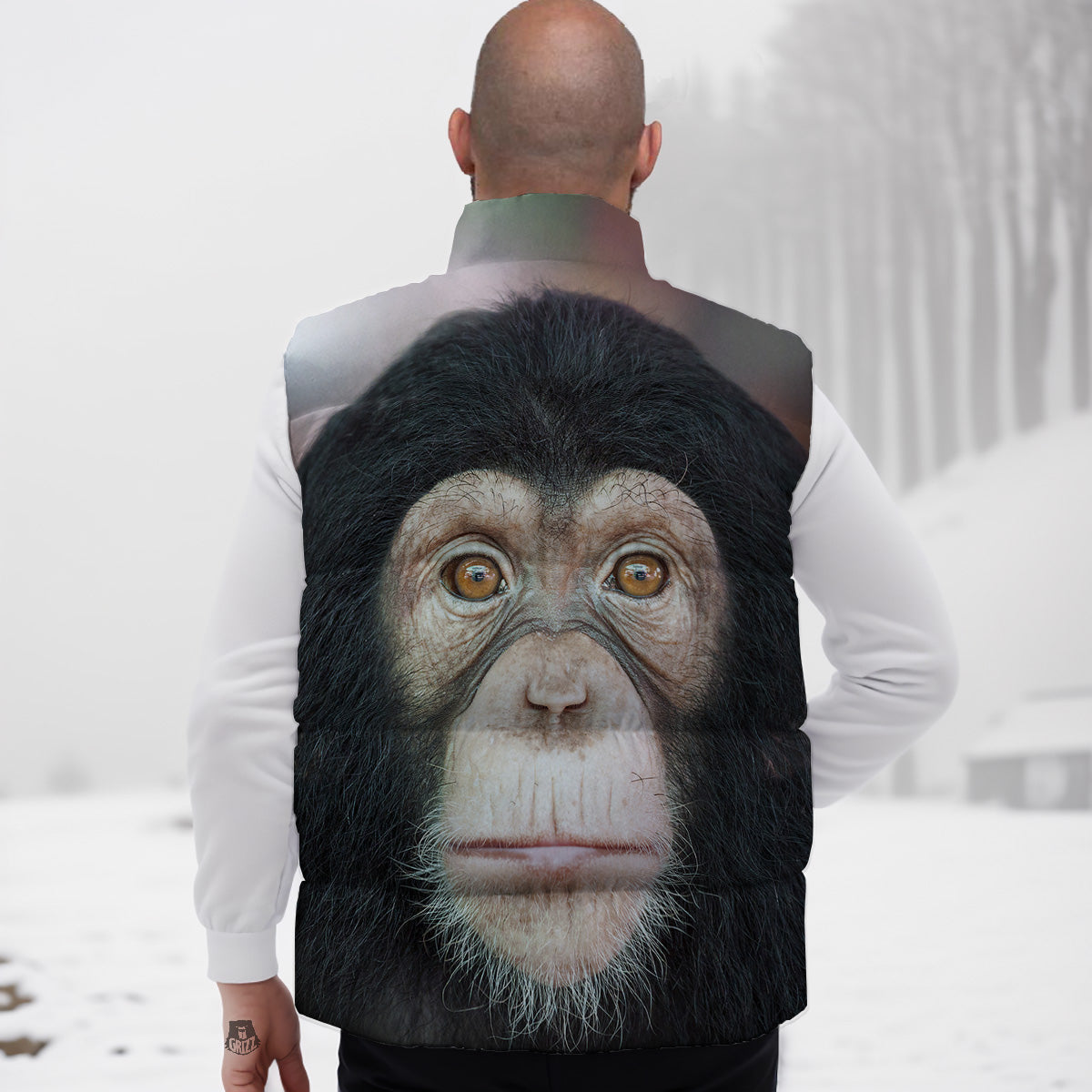 Poodle Dog Pattern Print Down Vest-grizzshop