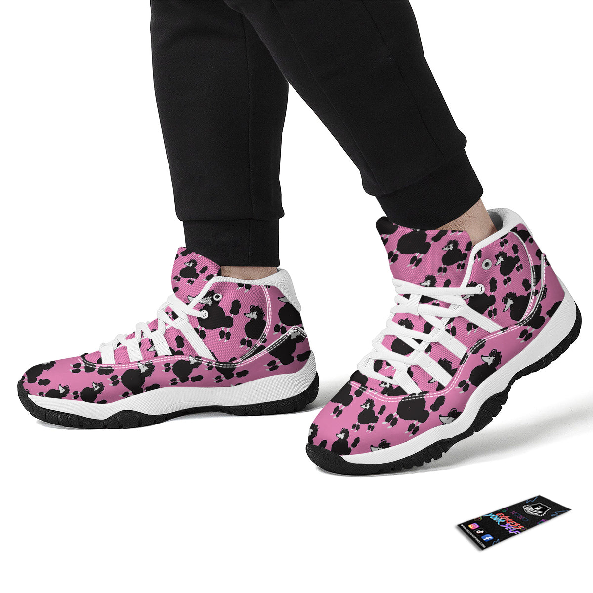 Poodle Dog Print Pattern White Bball Shoes-grizzshop