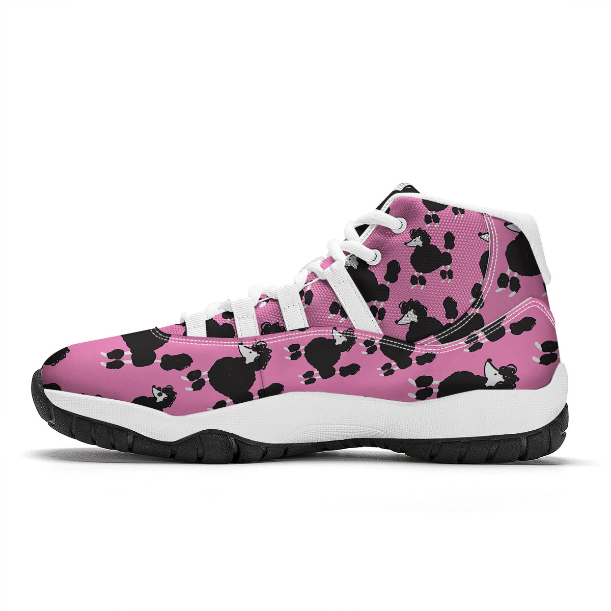 Poodle Dog Print Pattern White Bball Shoes-grizzshop
