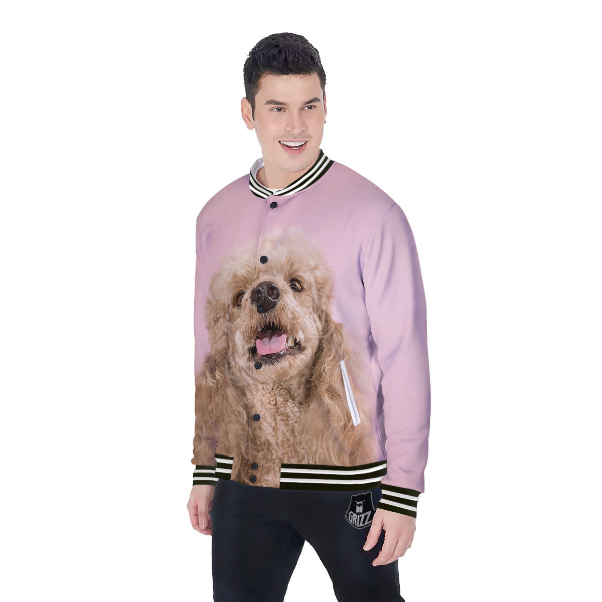 Poodle Princess Print Baseball Jacket-grizzshop