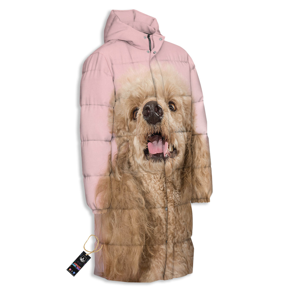 Poodle Princess Print Long Down Jacket-grizzshop