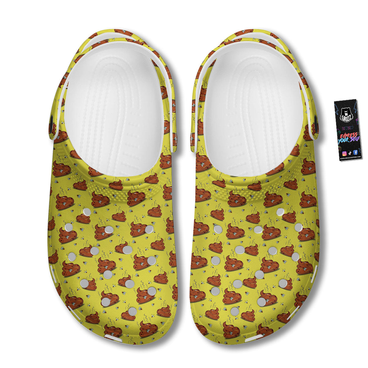 Poop Brown Print Pattern Clog-grizzshop