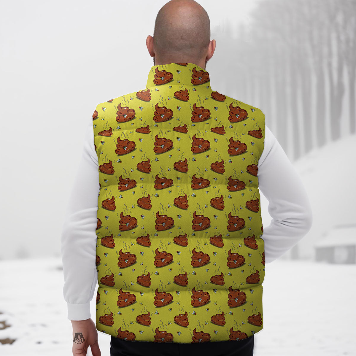 Poop Brown Print Pattern Down Vest-grizzshop
