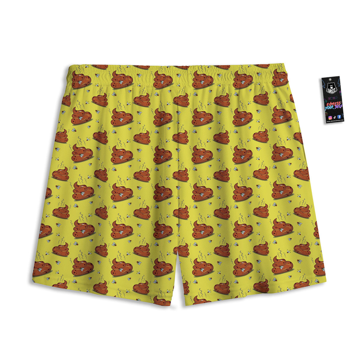 Poop Brown Print Pattern Mesh Shorts-grizzshop