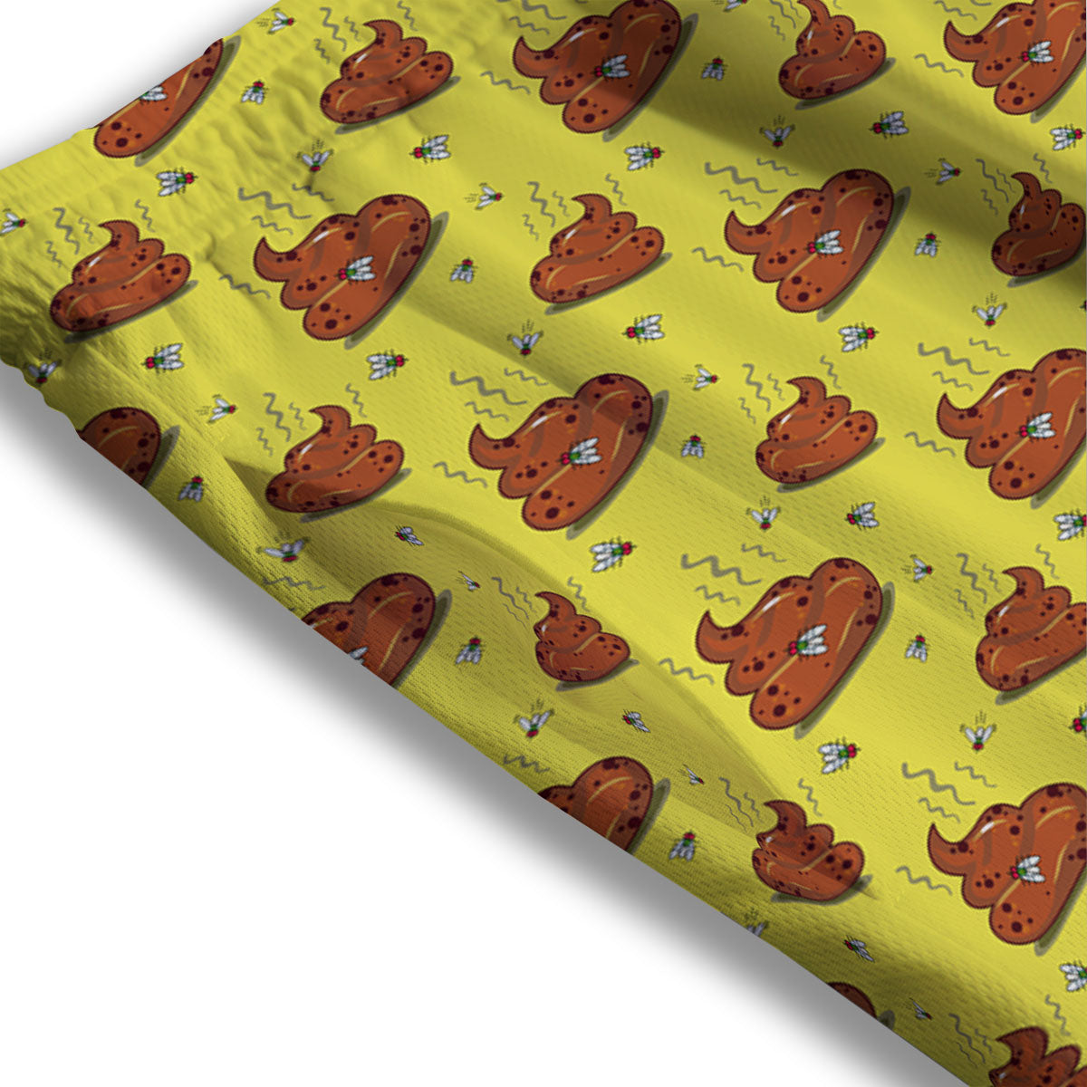 Poop Brown Print Pattern Mesh Shorts-grizzshop