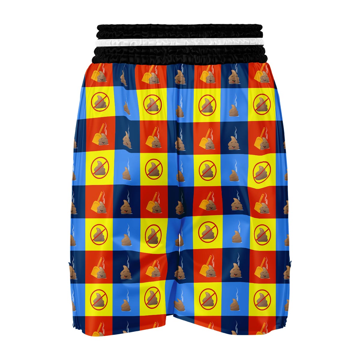 Poop Emoji Pattern Print Boxing Shorts-grizzshop