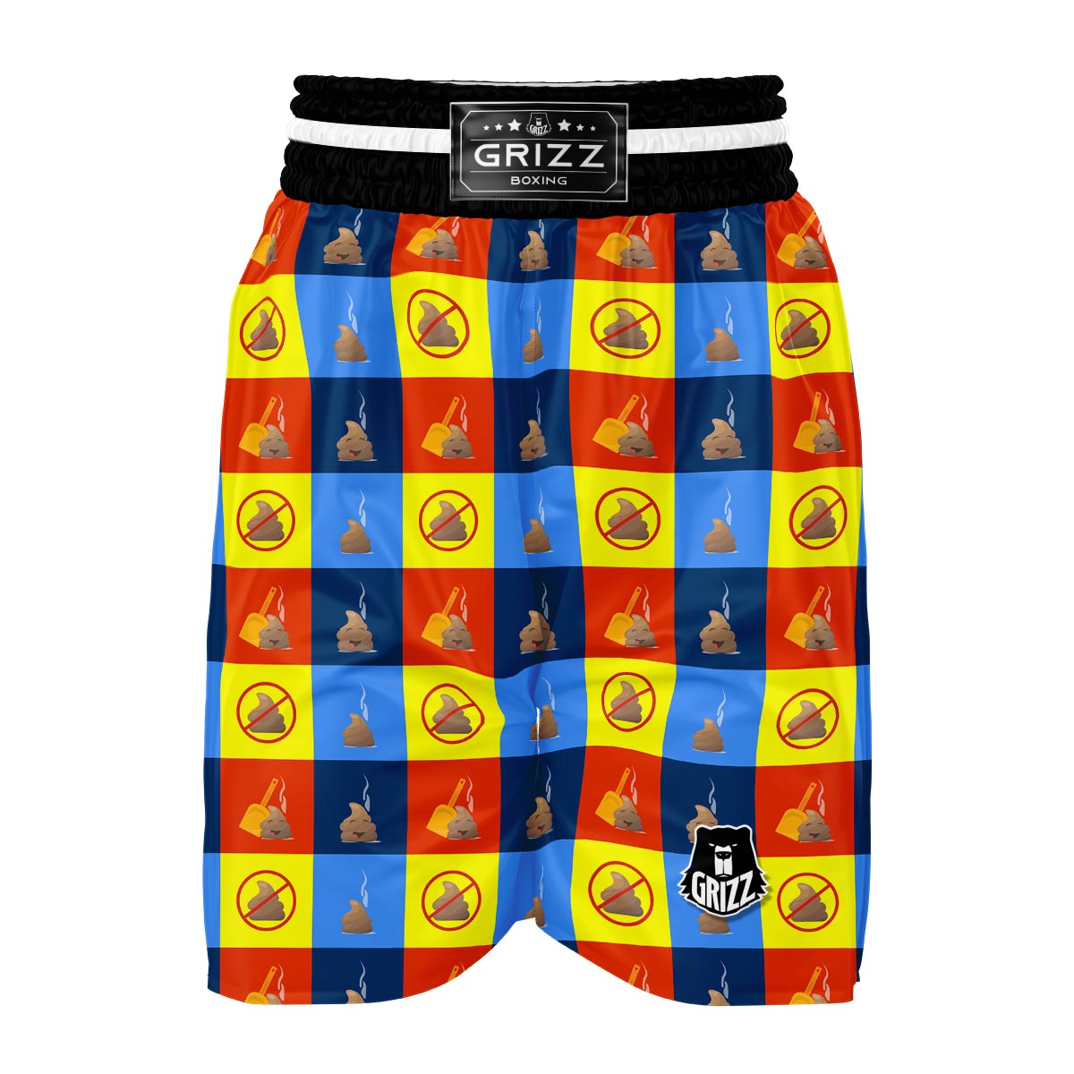 Poop Emoji Pattern Print Boxing Shorts-grizzshop