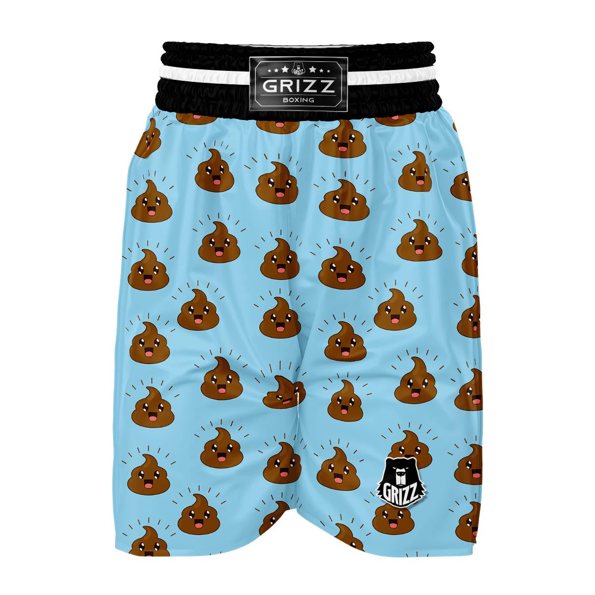 Poop Emoji Print Pattern Boxing Shorts-grizzshop