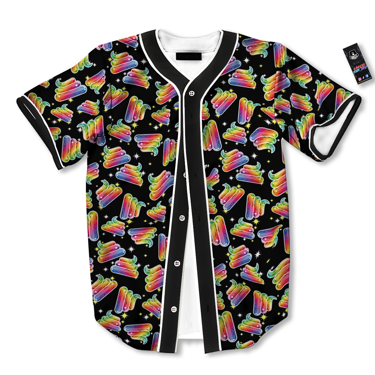 Poop Rainbow Cute Print Pattern Baseball Jersey-grizzshop