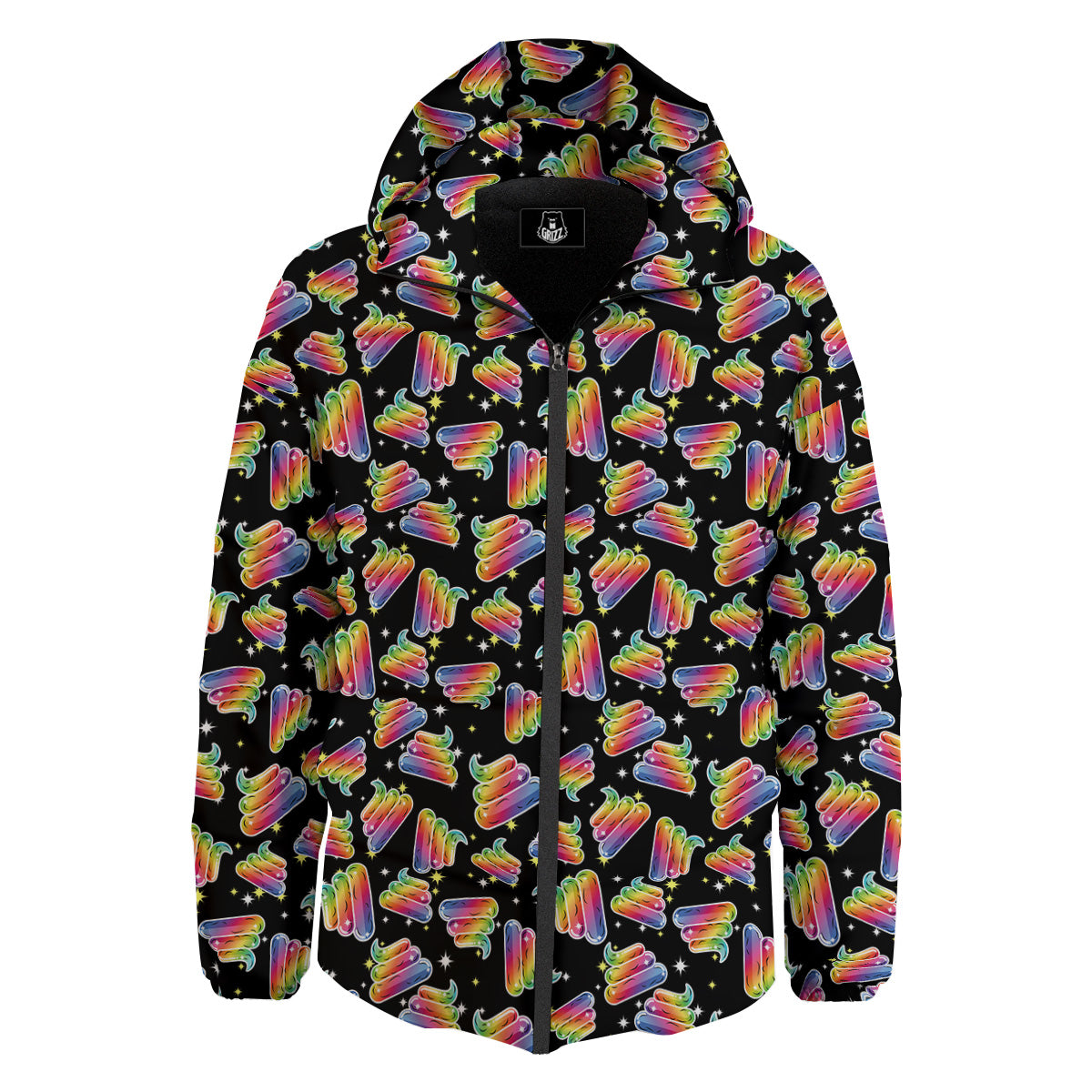 Poop Rainbow Cute Print Pattern Down Jacket-grizzshop