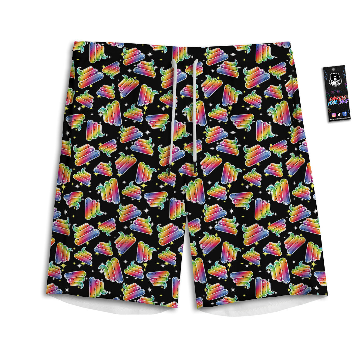 Poop Rainbow Cute Print Pattern Men's Athletic Shorts