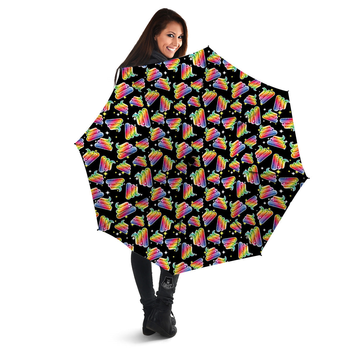 Poop Rainbow Cute Print Pattern Umbrella-grizzshop
