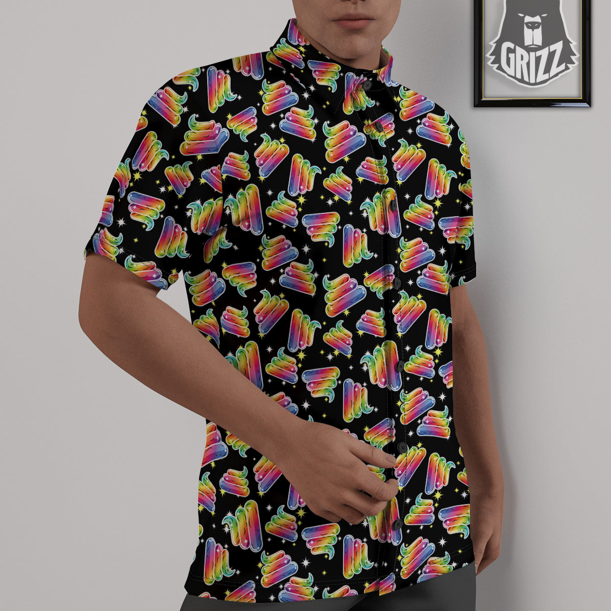 Poop Rainbow Cute Print Pattern Untucked Shirts-grizzshop