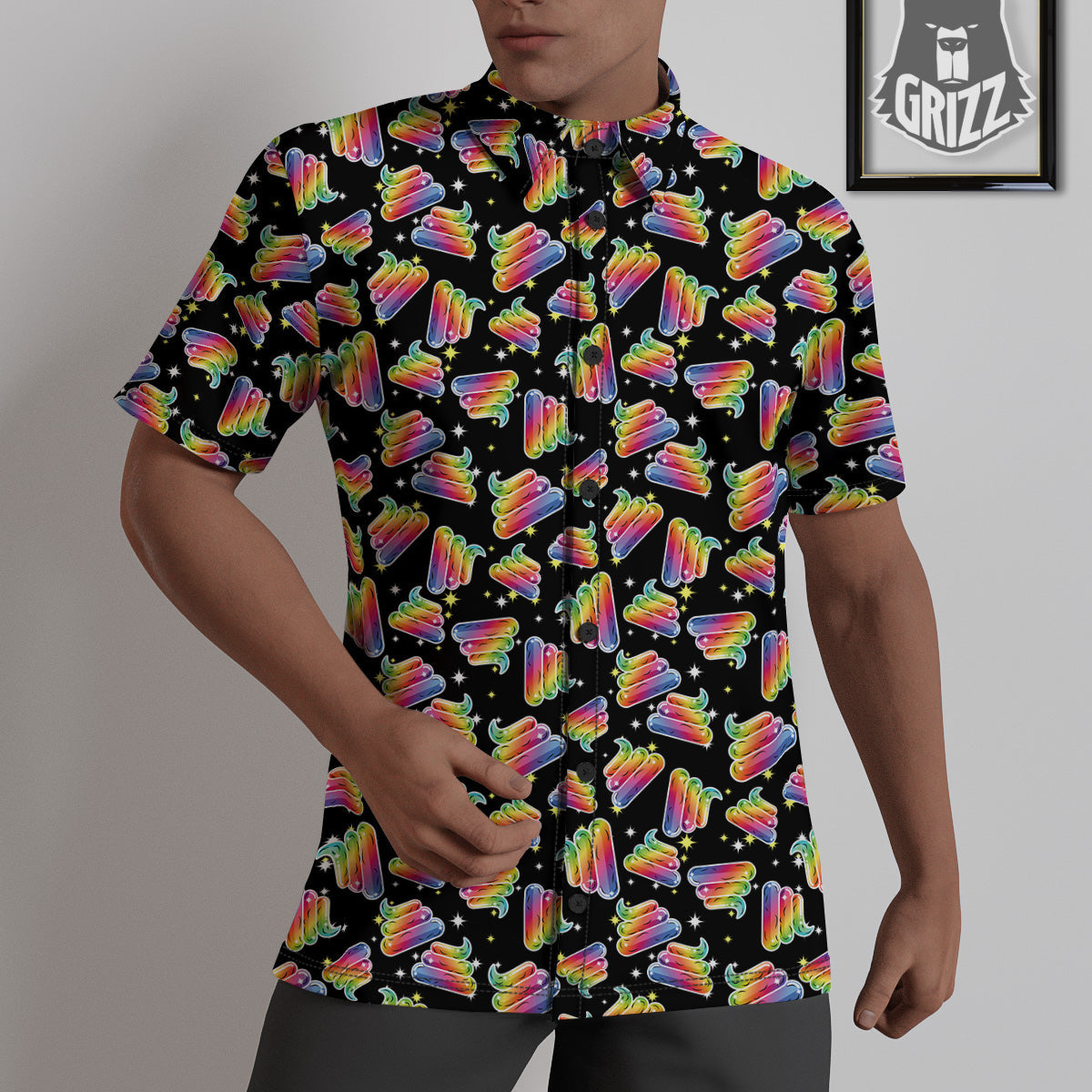 Poop Rainbow Cute Print Pattern Untucked Shirts-grizzshop