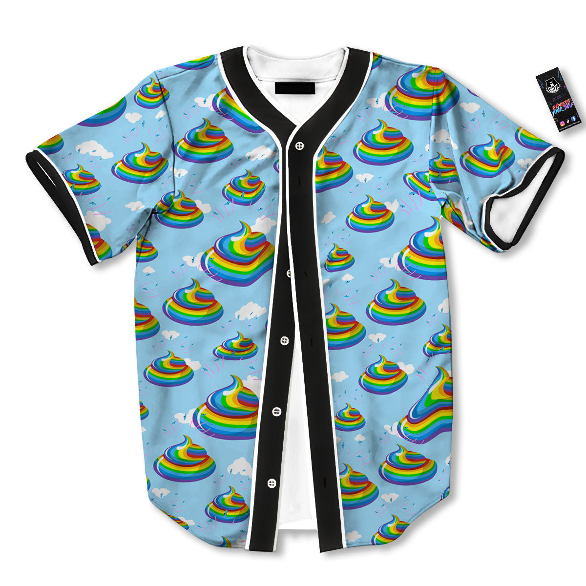 Poop Rainbow Print Pattern Baseball Jersey-grizzshop