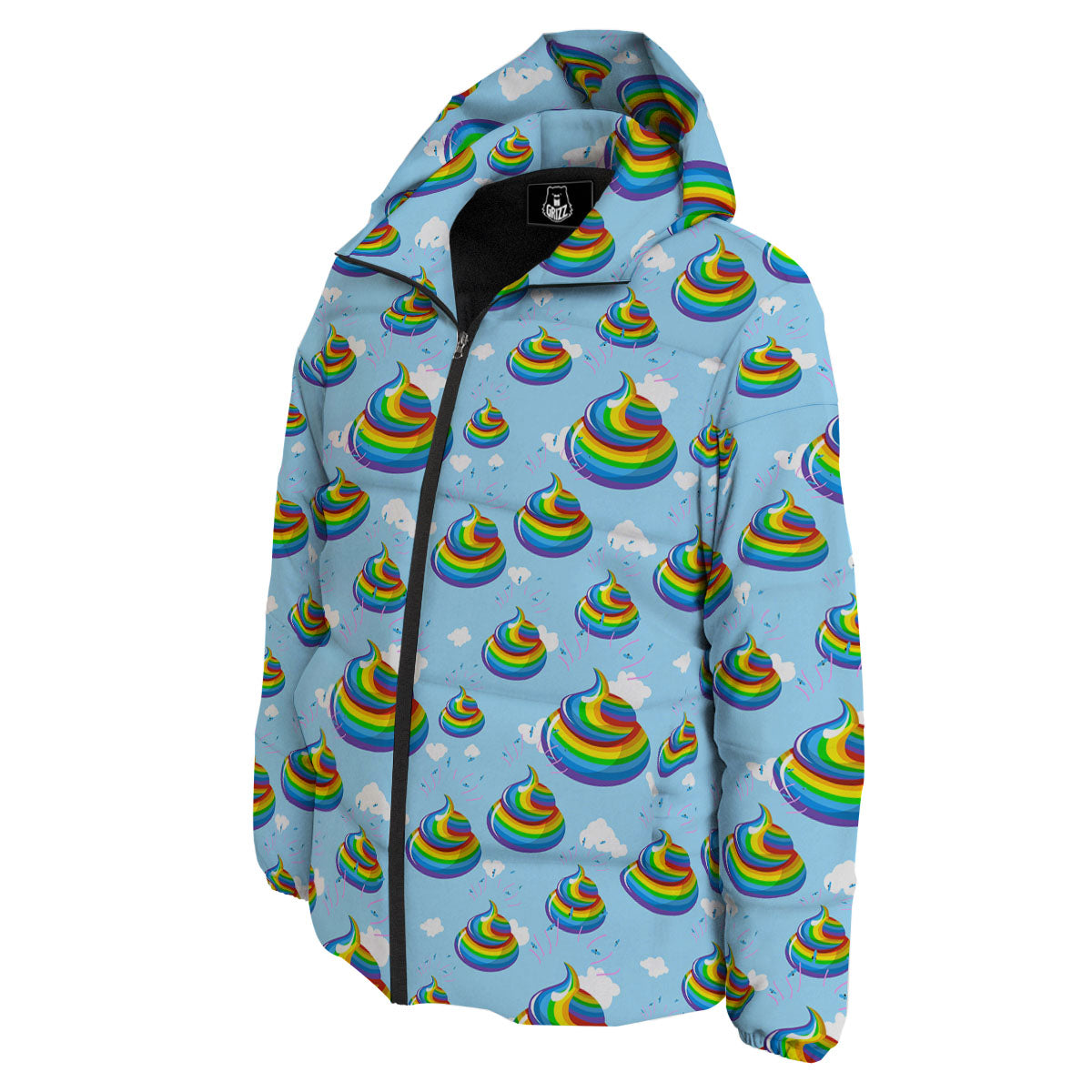 Poop Rainbow Print Pattern Down Jacket-grizzshop