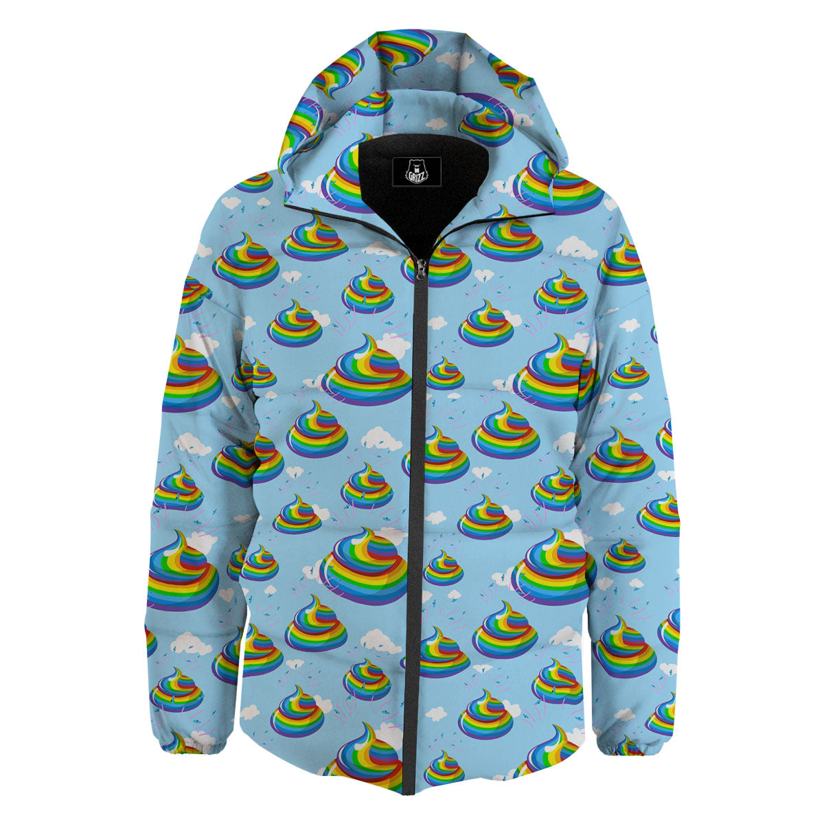 Poop Rainbow Print Pattern Down Jacket-grizzshop
