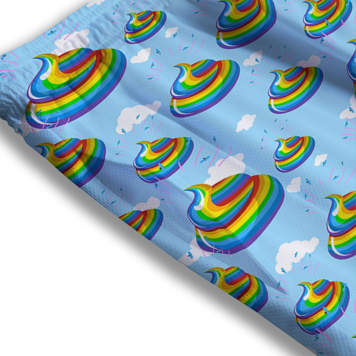 Poop Rainbow Print Pattern Mesh Shorts