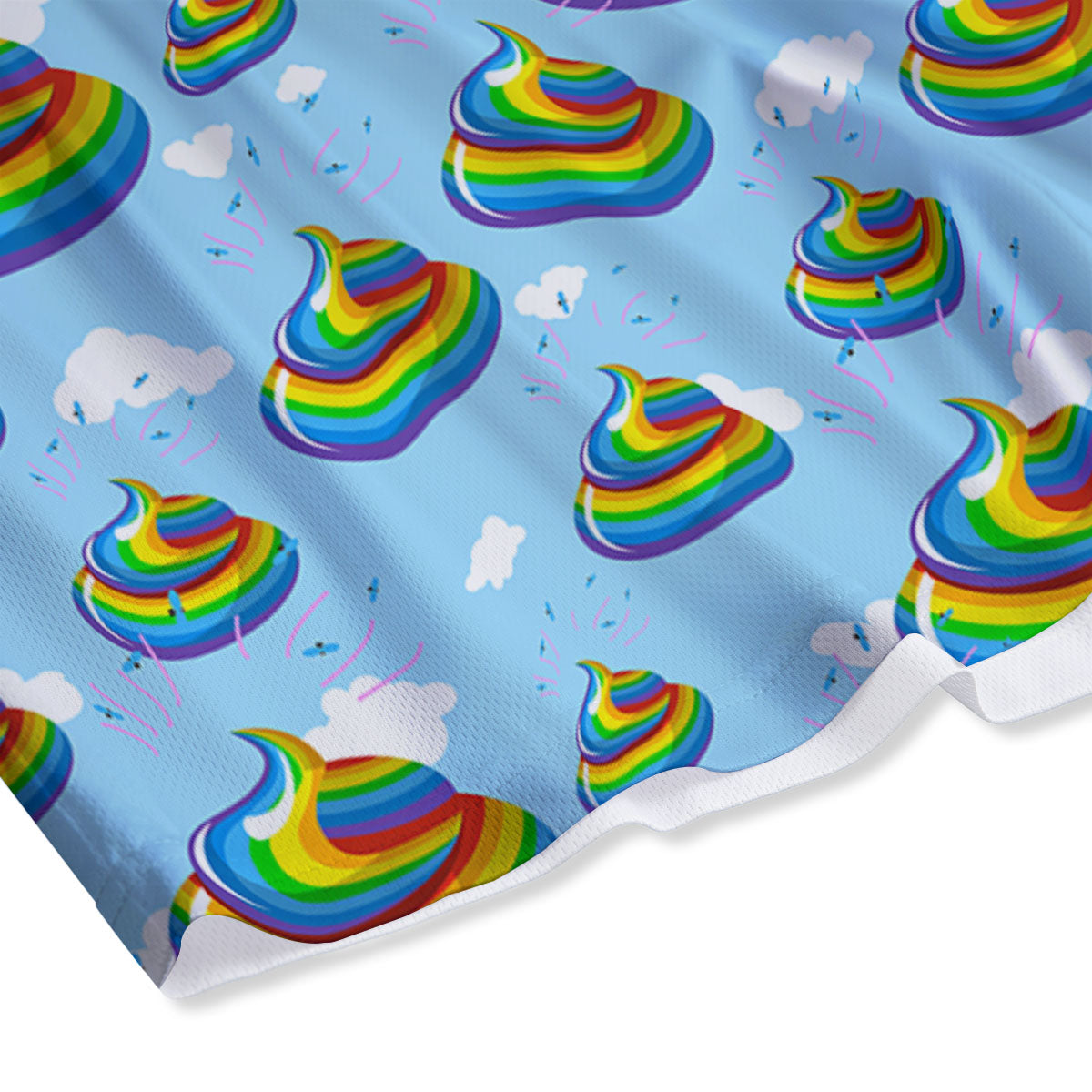 Poop Rainbow Print Pattern Mesh Shorts