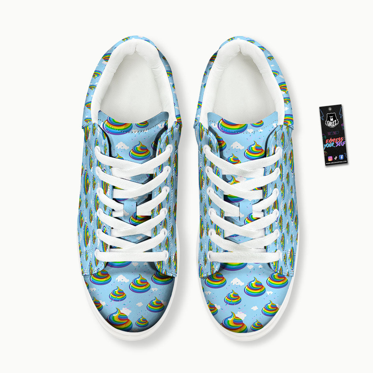 Poop Rainbow Print Pattern Platform Shoes-grizzshop