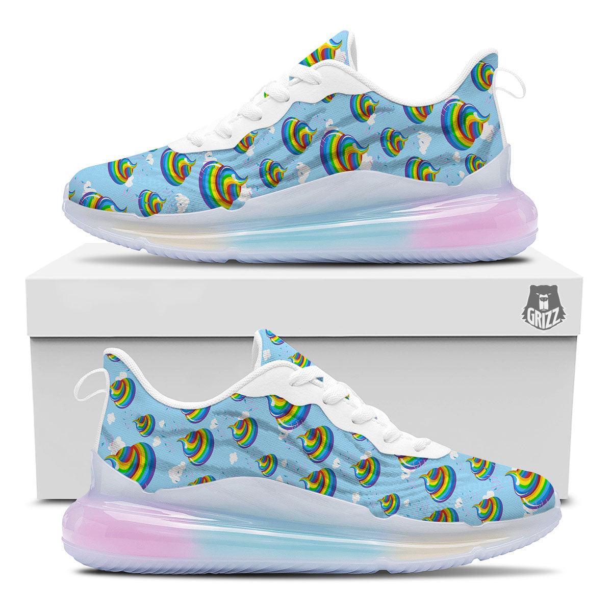 Poop Rainbow Print Pattern Running Sneakers-grizzshop