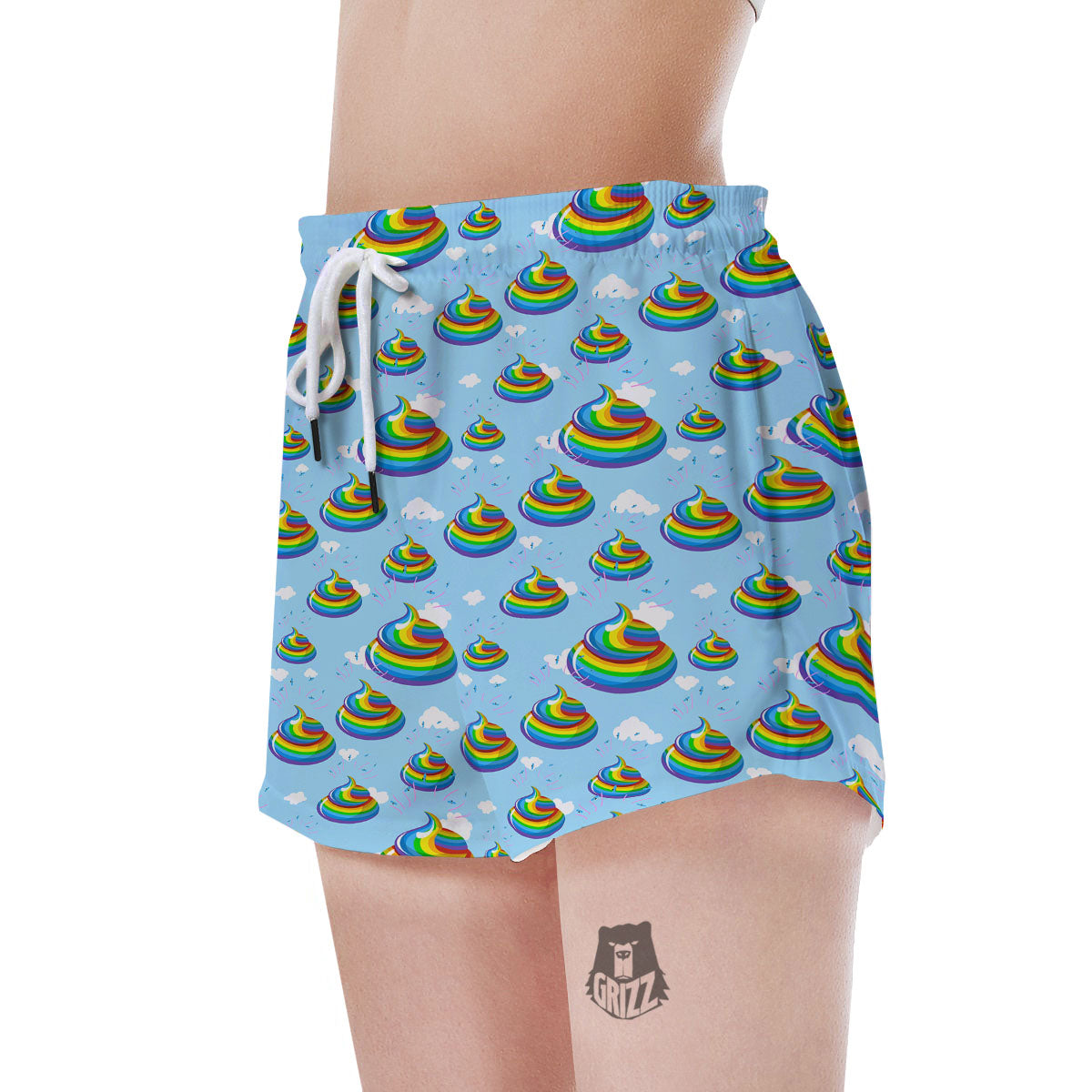 Poop Rainbow Print Pattern Women's Shorts-grizzshop
