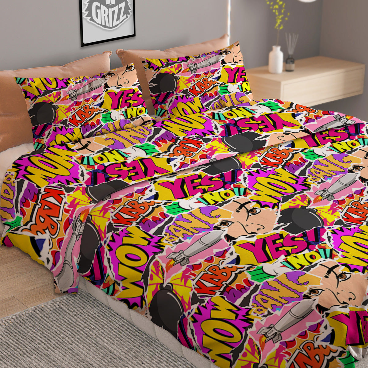 Pop Art Comics Print Pattern Duvet Cover Bedding Set