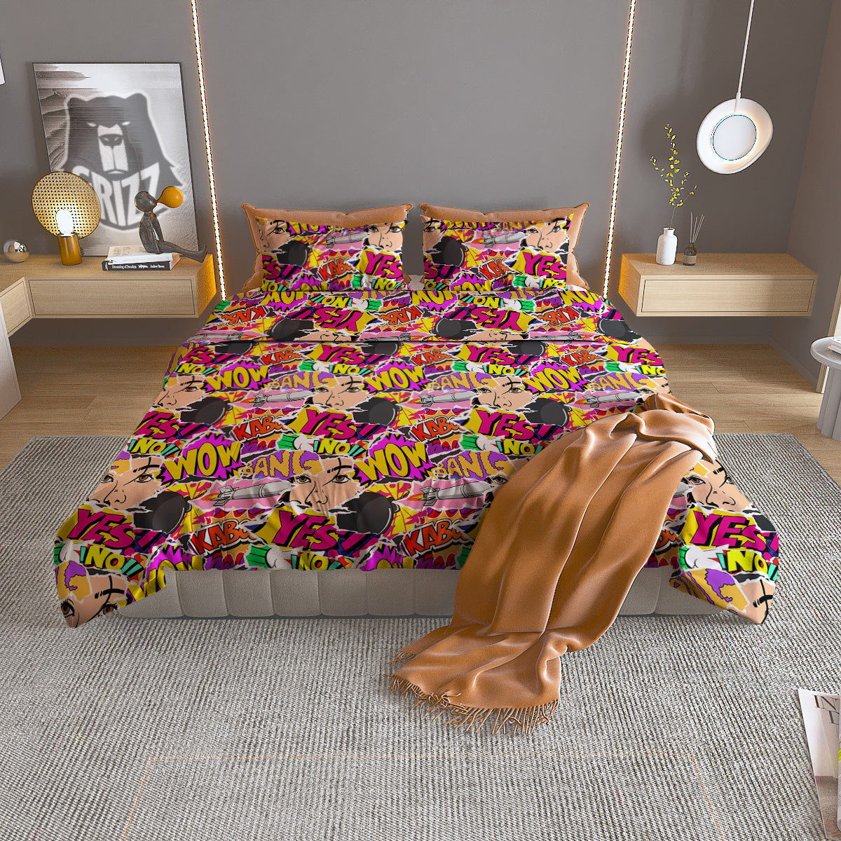 Pop Art Comics Print Pattern Duvet Cover Bedding Set