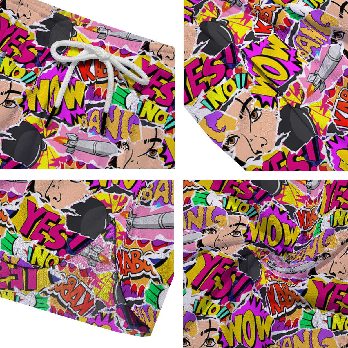 Pop Art Comics Print Pattern Men's Running Shorts-grizzshop