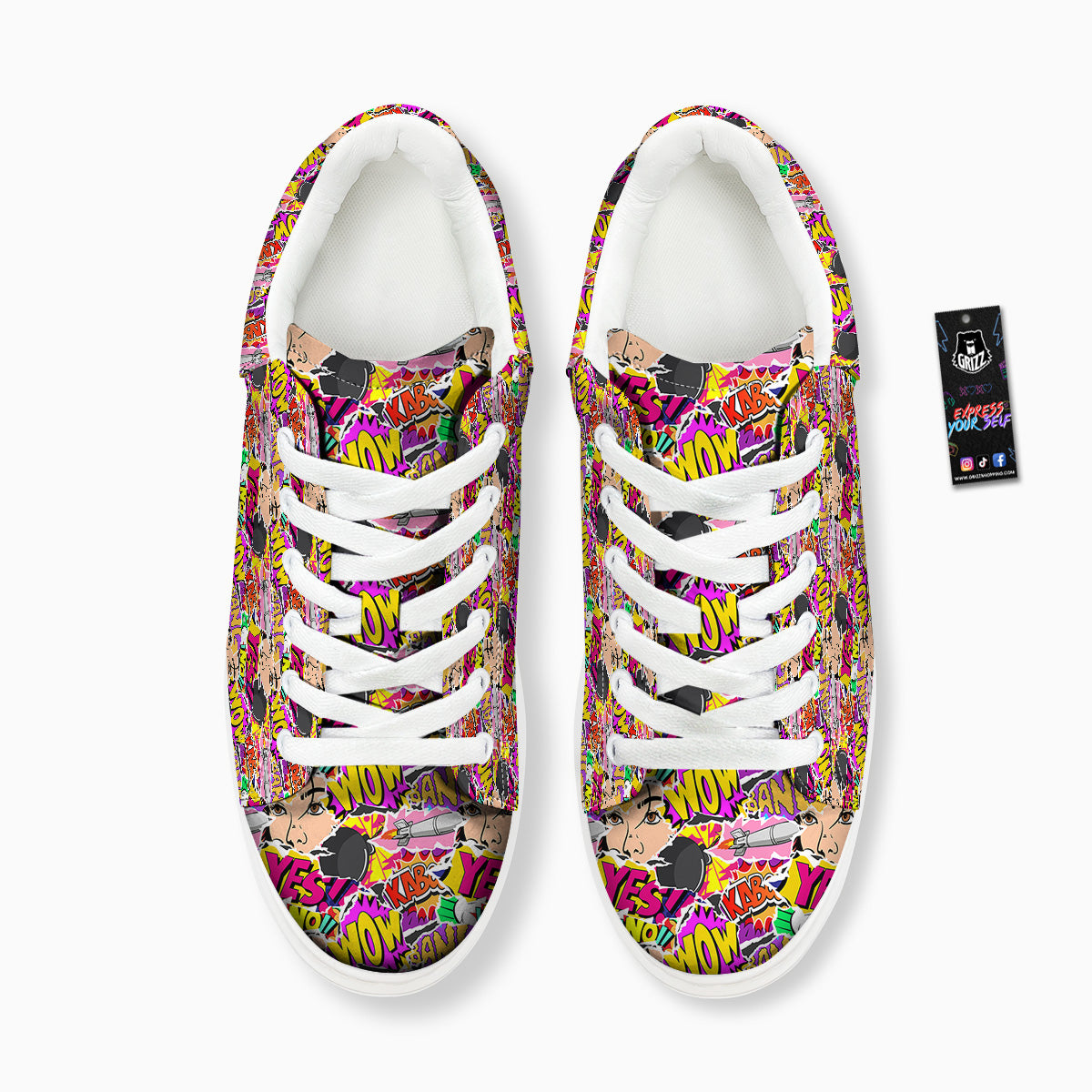 Pop Art Comics Print Pattern Platform Shoes-grizzshop