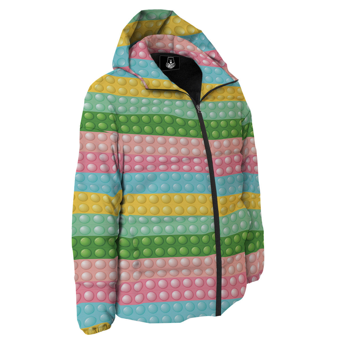 Pop It Pastel Color Print Pattern Down Jacket-grizzshop