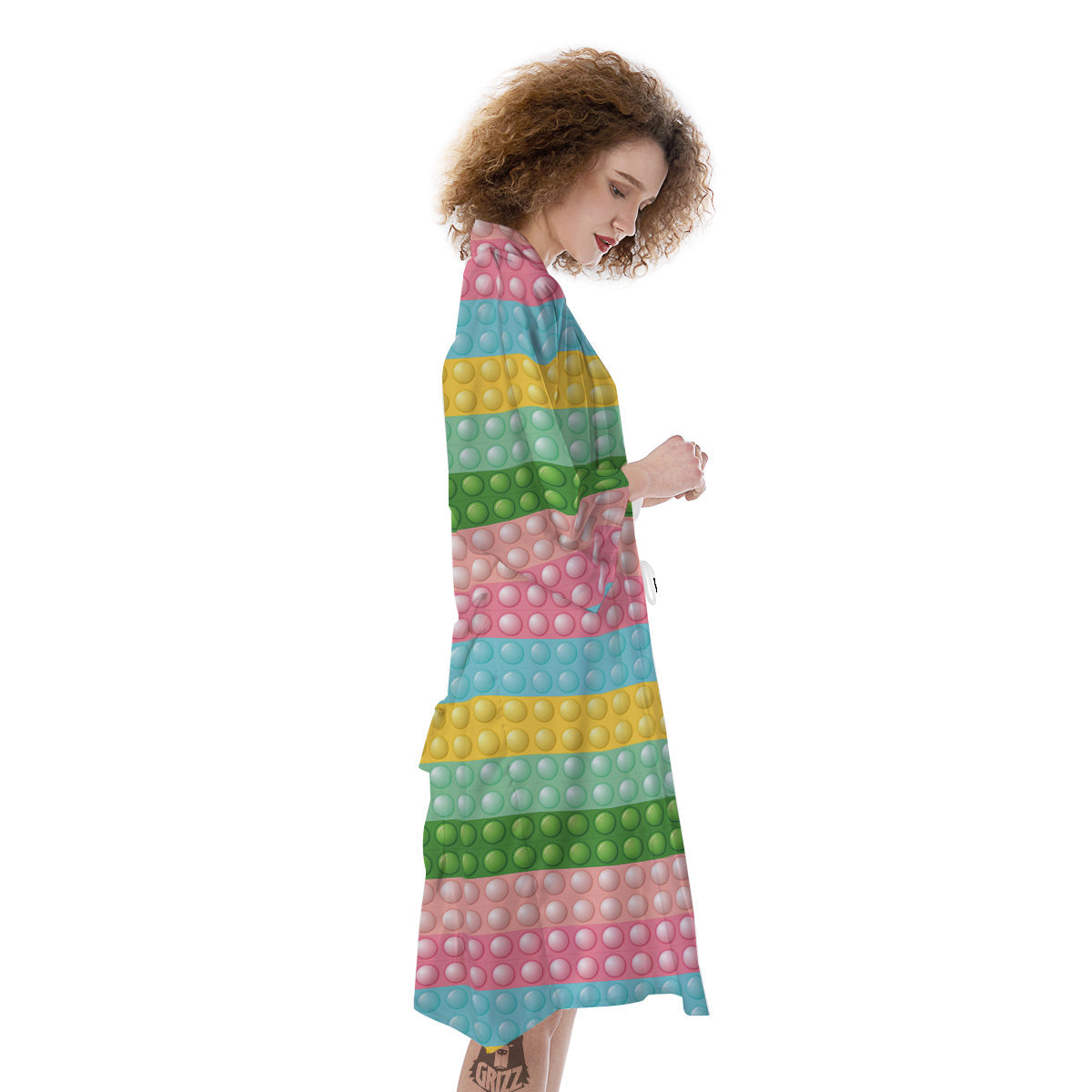 Pop It Pastel Color Print Pattern Kimono-grizzshop