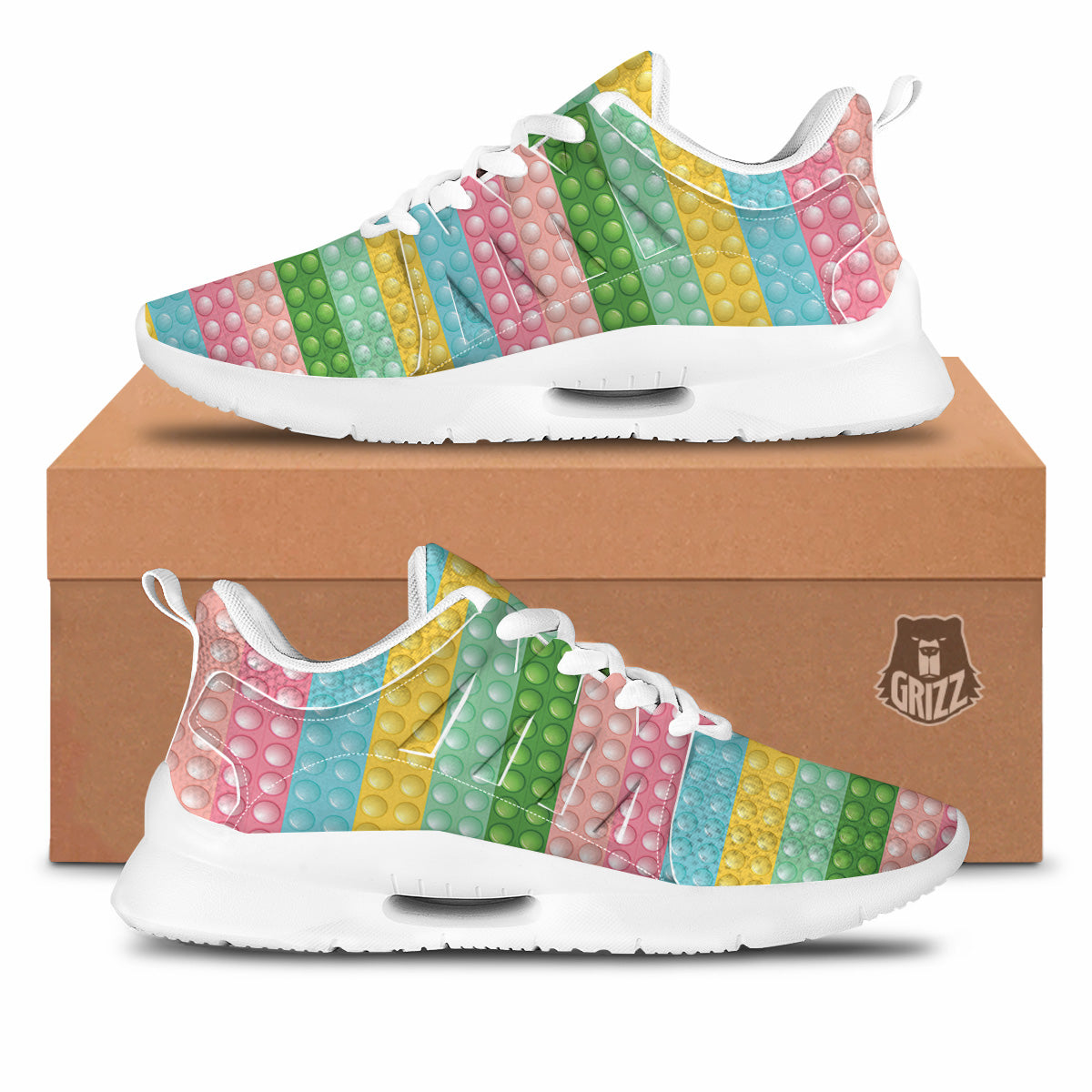 Pop It Pastel Color Print Pattern Tennis Shoes-grizzshop