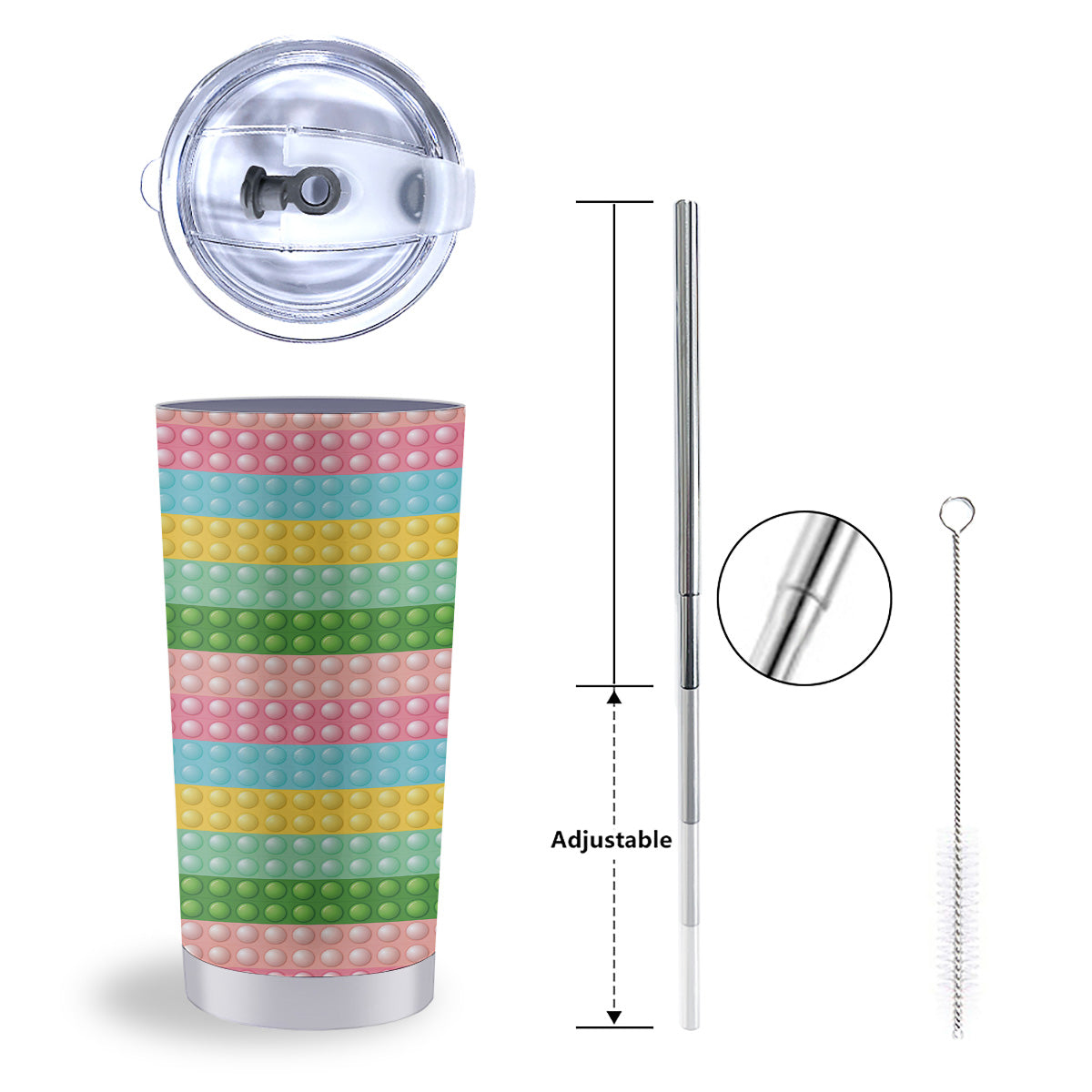 Pop It Pastel Color Print Pattern Tumbler-grizzshop
