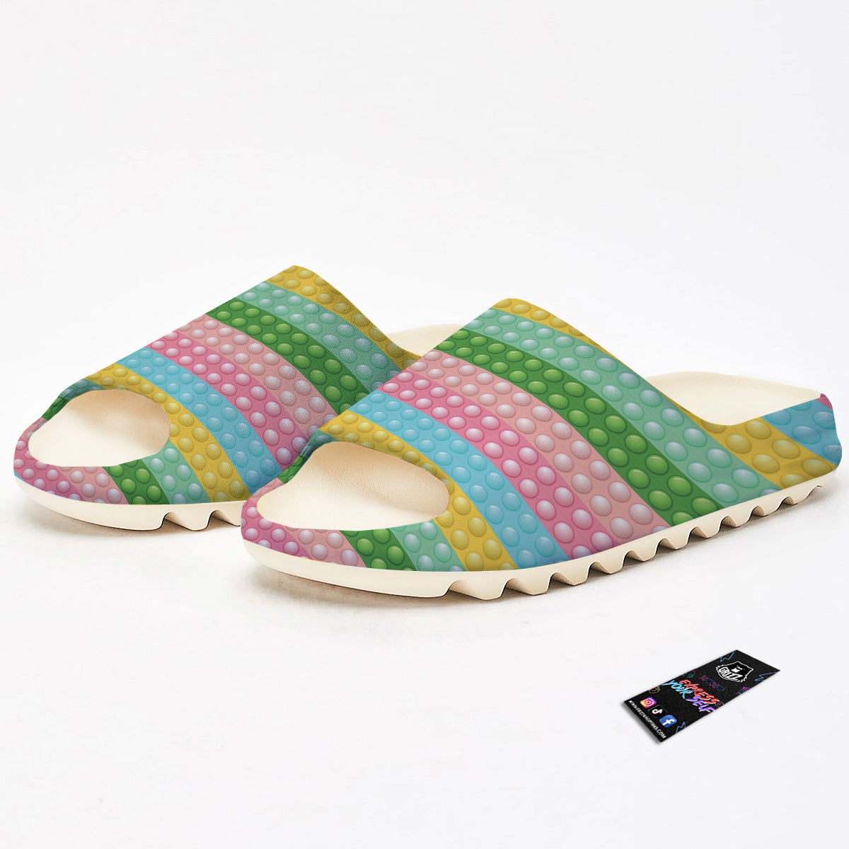 Pop It Pastel Color Print Pattern Sandals-grizzshop