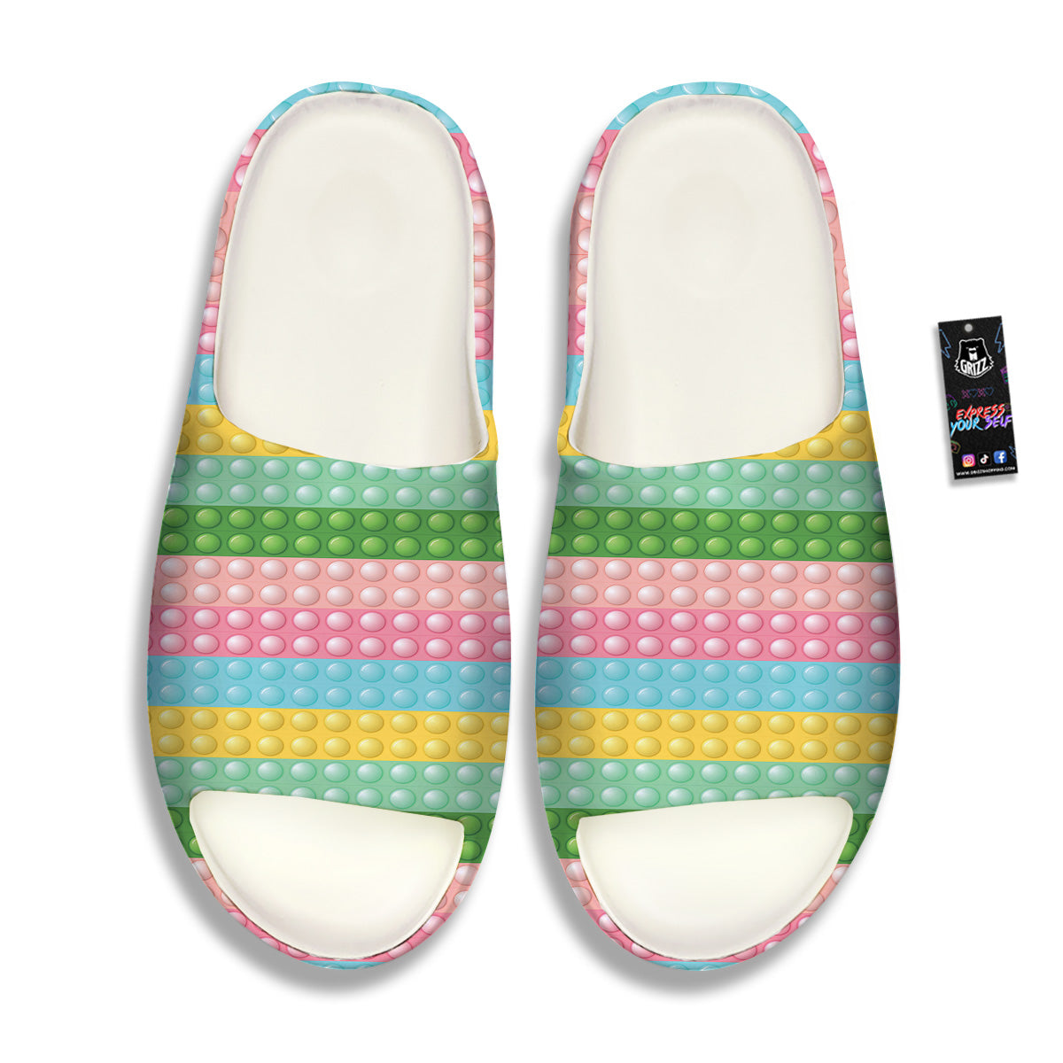 Pop It Pastel Color Print Pattern Sandals-grizzshop