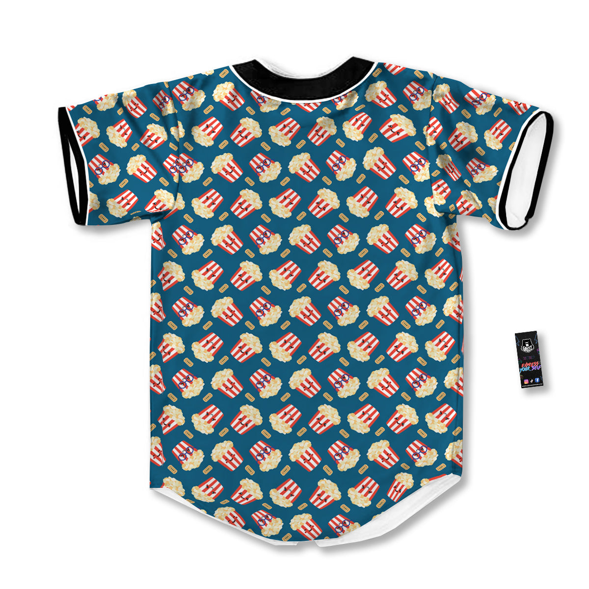Popcorn Box Cute Print Pattern Baseball Jersey-grizzshop