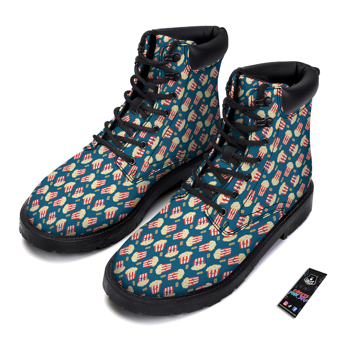 Popcorn Box Cute Print Pattern Boots-grizzshop