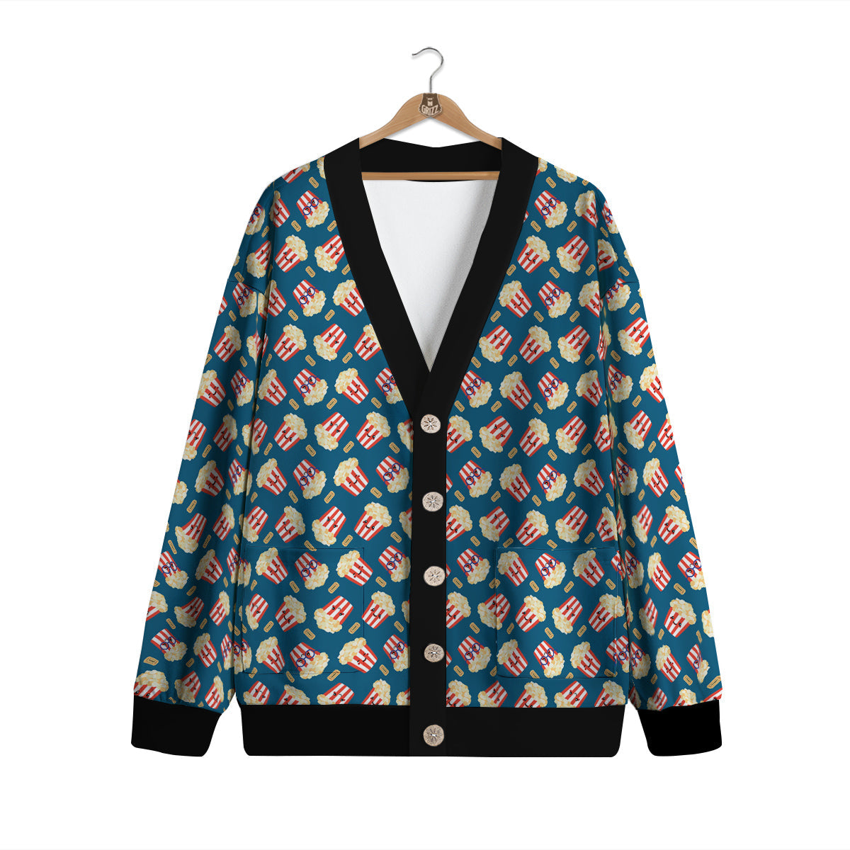 Popcorn Box Cute Print Pattern Cardigan-grizzshop