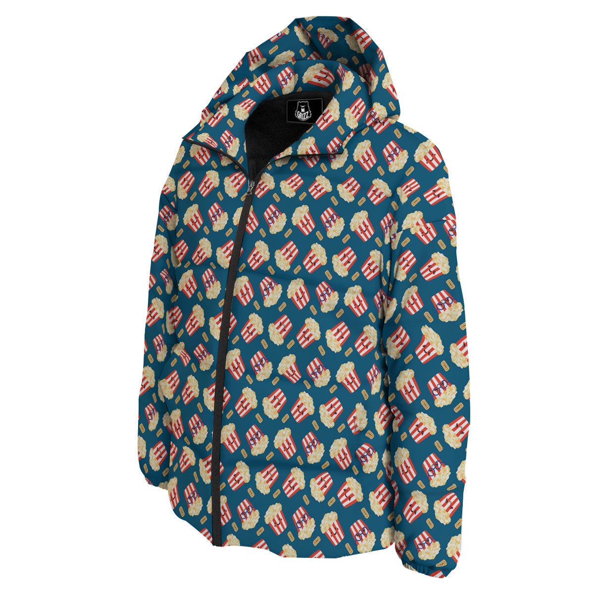 Popcorn Box Cute Print Pattern Down Jacket-grizzshop