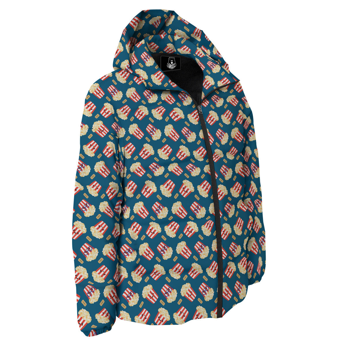 Popcorn Box Cute Print Pattern Down Jacket-grizzshop